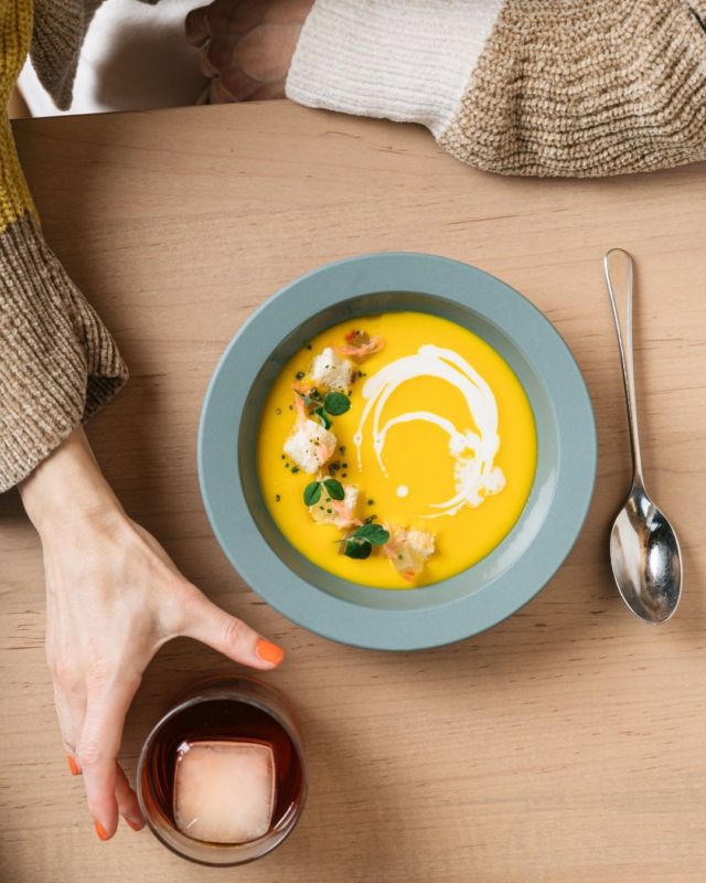 Say hello to @drakedevonshire's Butternut + Coconut Squash soup. Filled with deep layered flavours, rich texture + aromatics guaranteed to warm you up from the inside out.